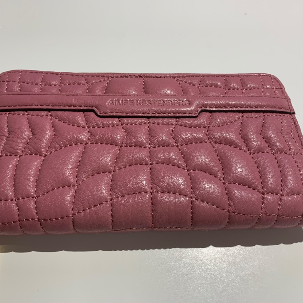 Aimee Kestenberg Pink Quilted Leather Wallet